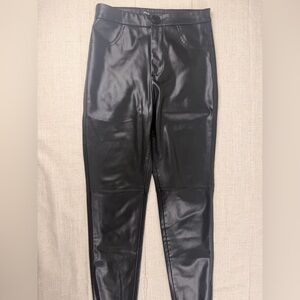 Zara Black Leather-Style Trousers